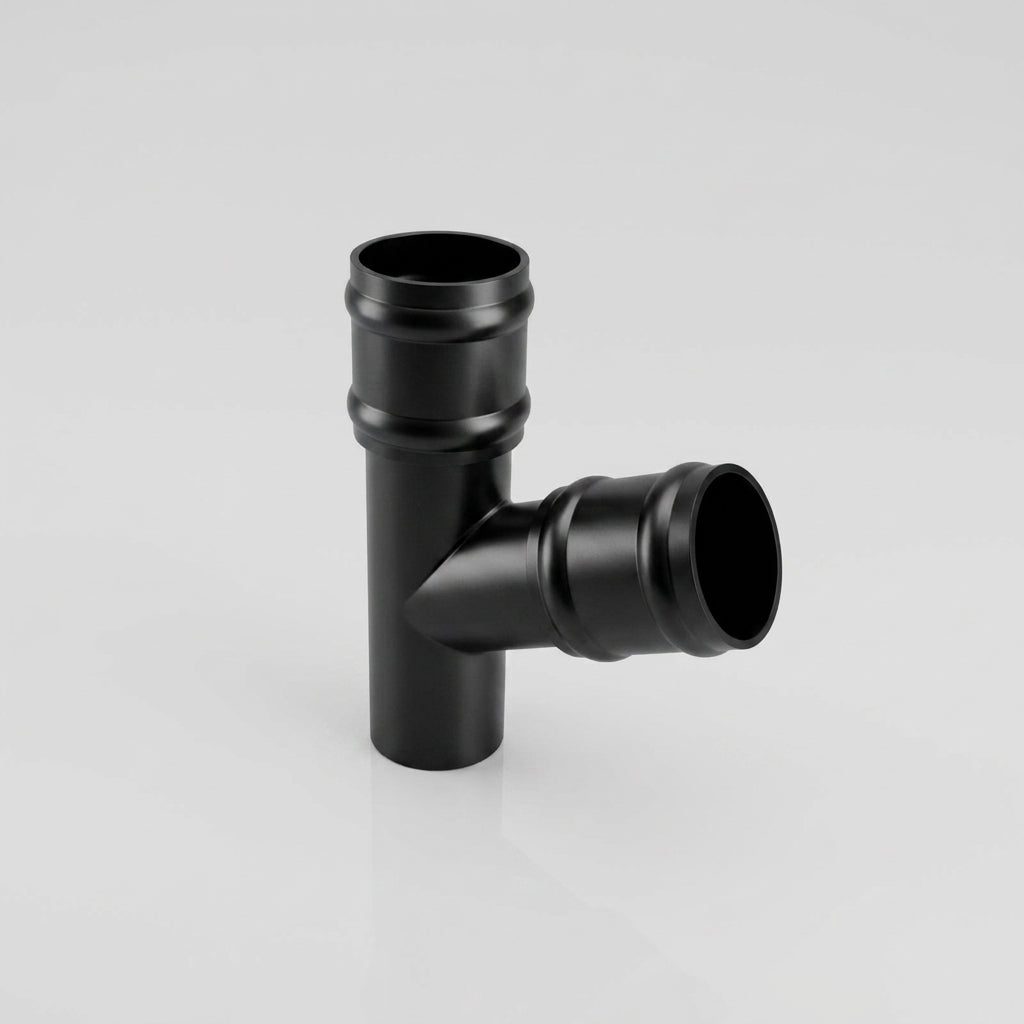 Traditional Aluminium Downpipe Branch 76mm Diameter — RAL 9005 / 112.5 Degrees