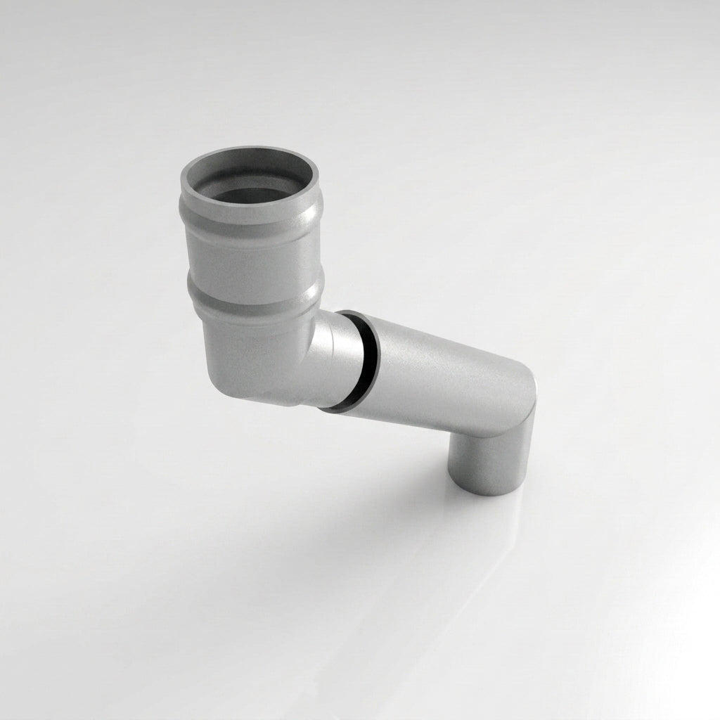 Traditional Adjustable Swanneck 63mm Diameter Aluminium Downpipe — RAL 9006