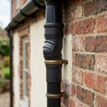 Traditional Adjustable Swanneck 76mm Dia Downpipe Connector — Textured Black (in use)