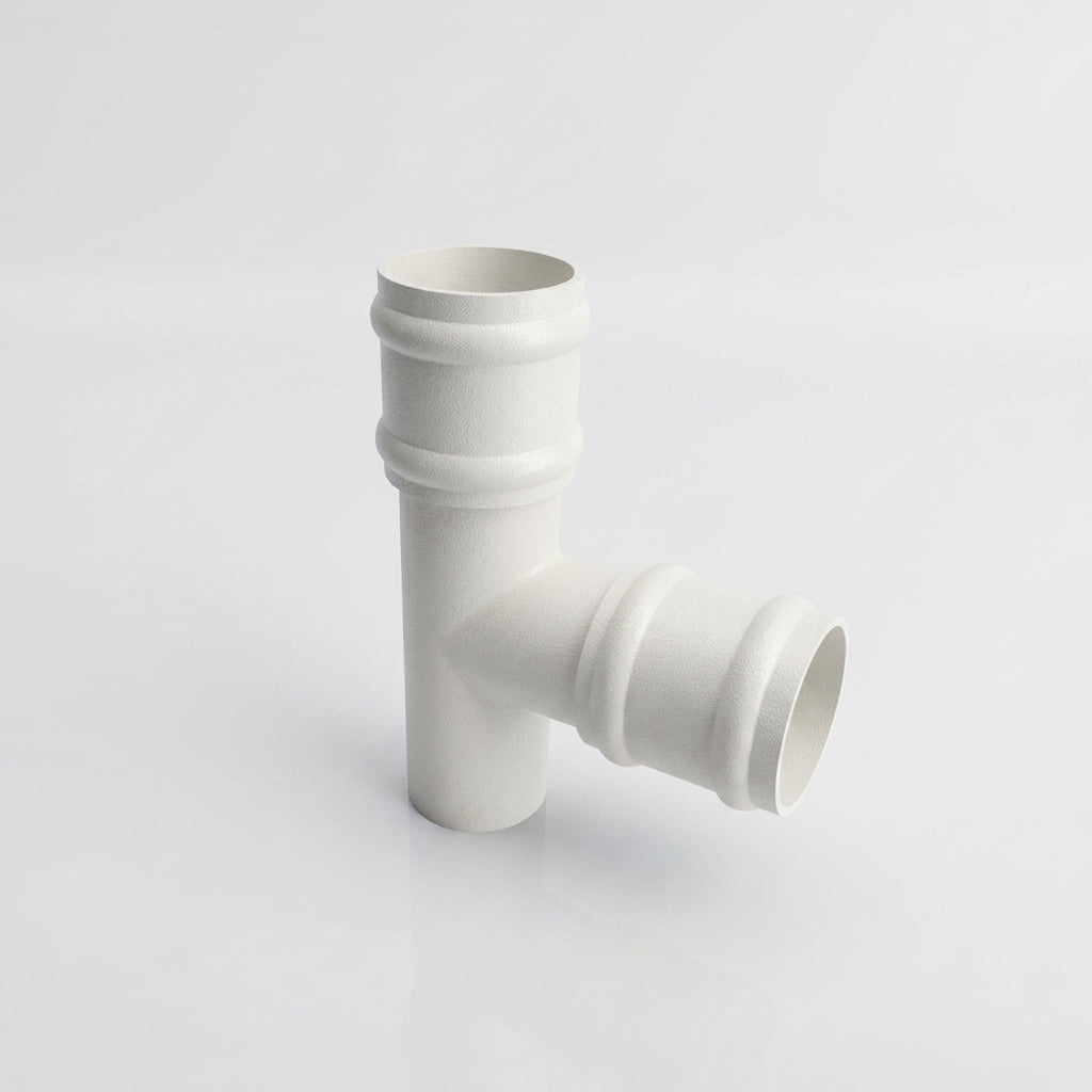 Traditional Aluminium Downpipe Branch 76mm Diameter — RAL 9010 / 92.5 Degrees