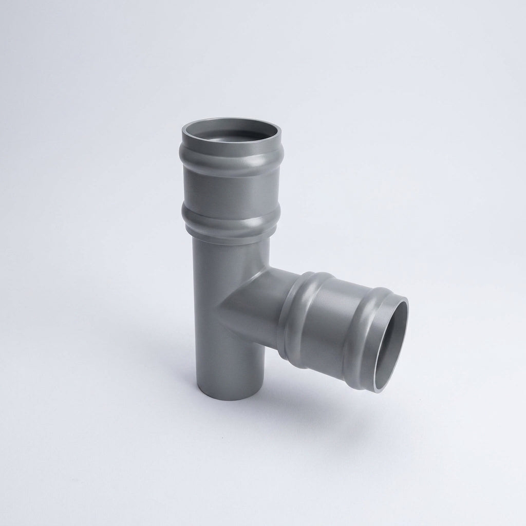 Traditional Aluminium Downpipe Branch 76mm Diameter — RAL 7037 / 92.5 Degrees
