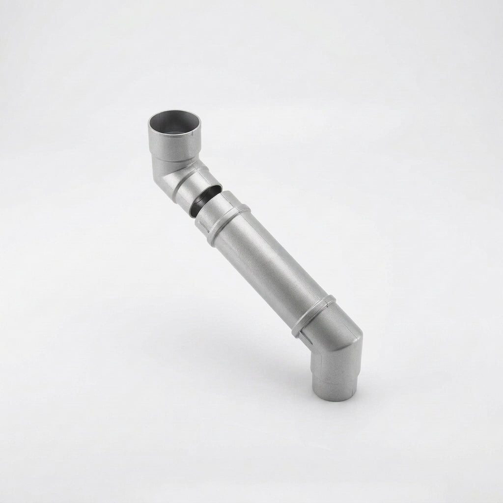 Flush Joint Adjustable Swanneck 63mm Downpipe Connector — RAL 9006