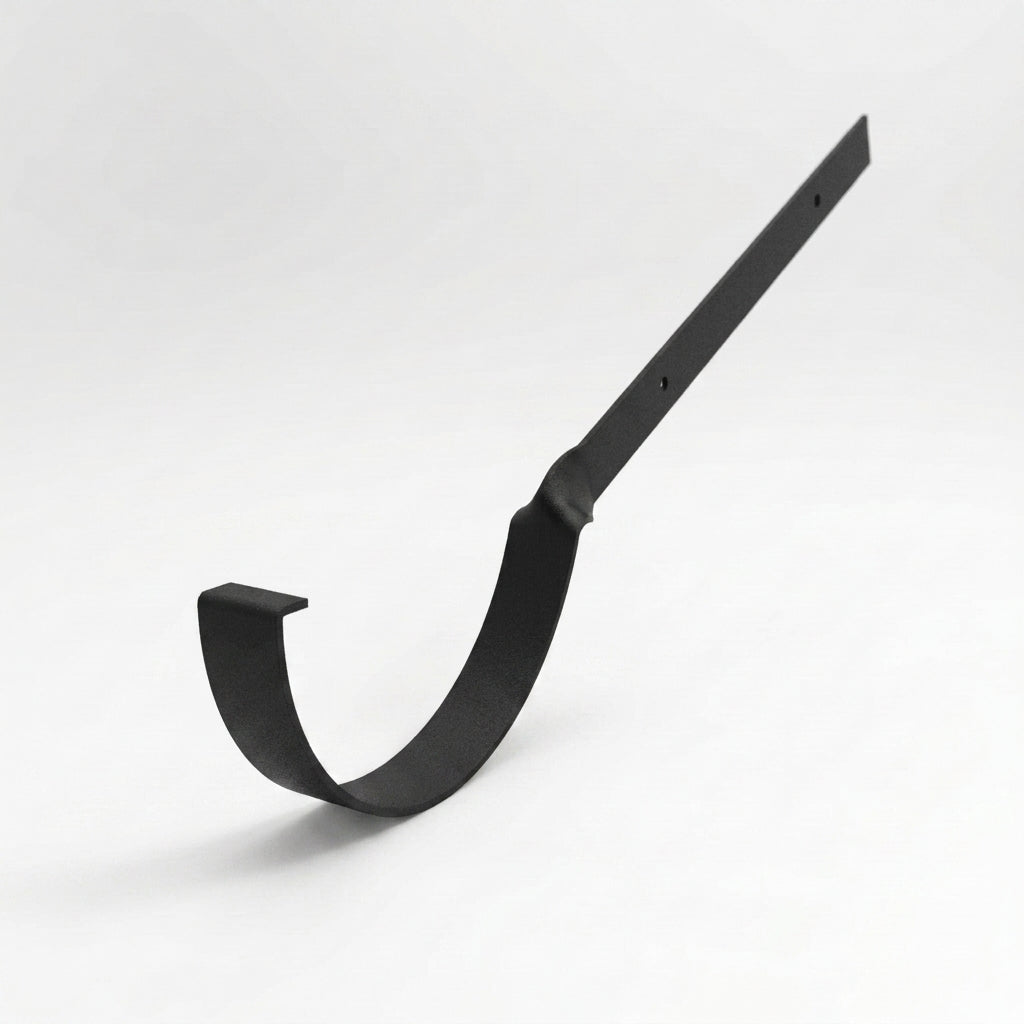 Half Round Aluminium Gutter Side Rafter Bracket 125mm — Textured Black