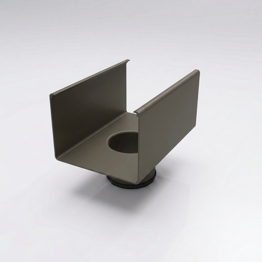 Aluminium Box Gutter Outlet 76mm Dia – 135 x 100mm — RAL 7022