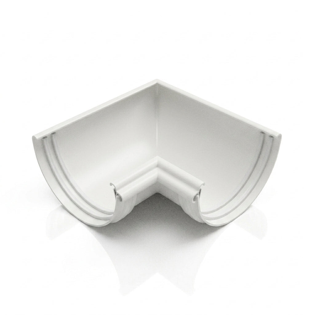 Half Round Aluminium Gutter Angle 90° - 125mm — RAL 9016