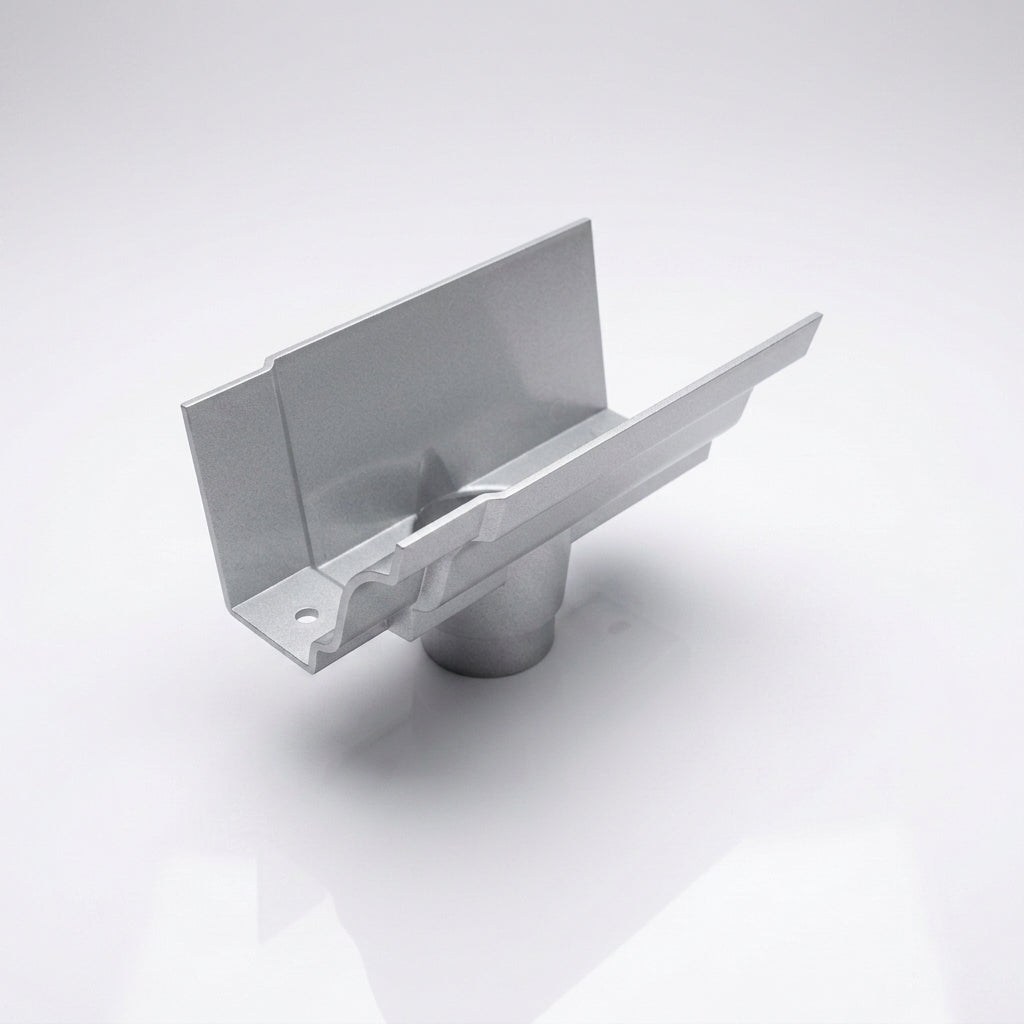 Moulded Ogee Gutter Outlet 63mm Dia, 125 x 100mm — RAL 9006