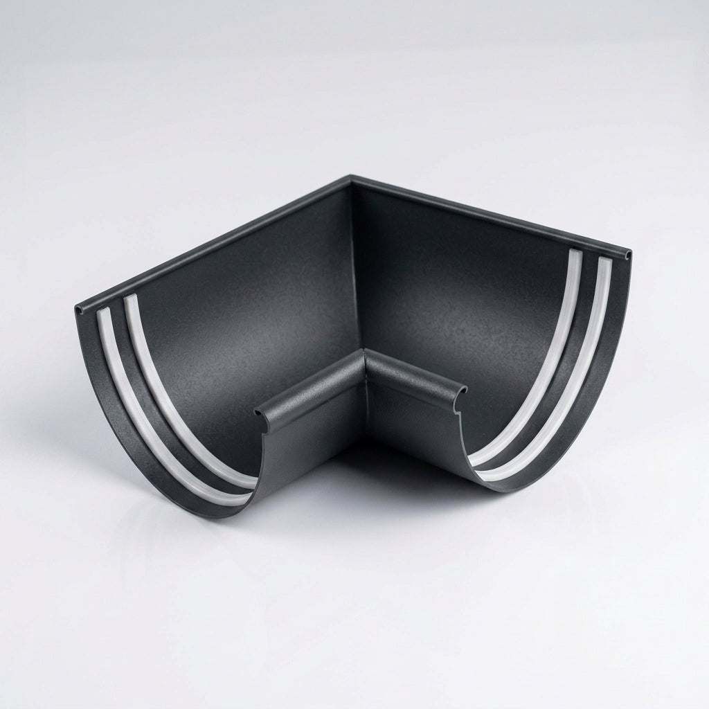 Half Round Aluminium Gutter Angle 135° - 125mm — RAL 7021