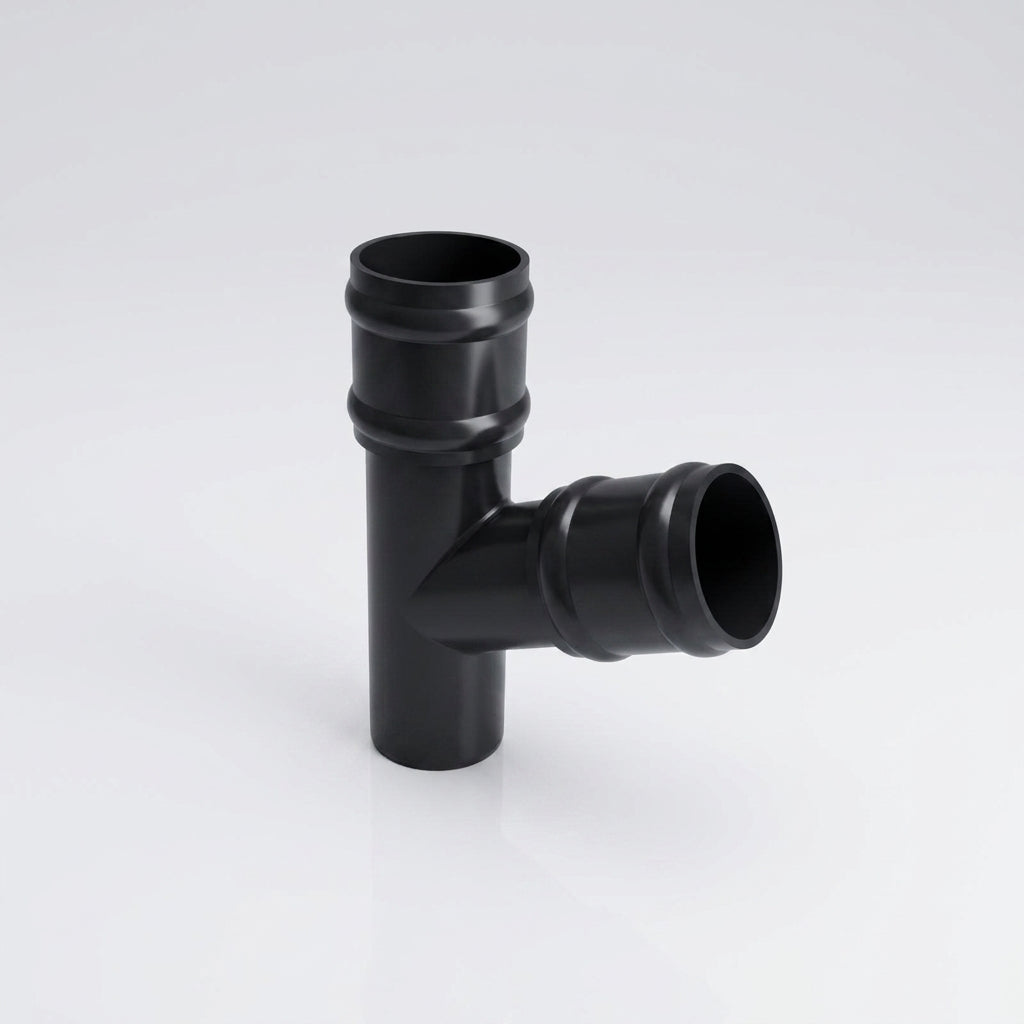 Traditional Aluminium Downpipe Branch 76mm Diameter — RAL 7021 / 112.5 Degrees