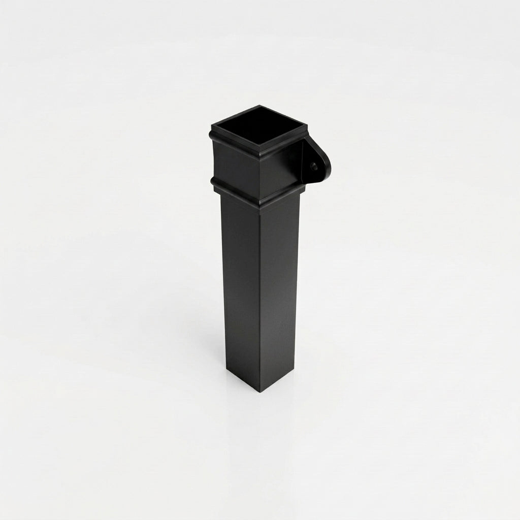 Traditional Aluminium Downpipe 72x72mm x 3m Eared Socket — RAL 9005