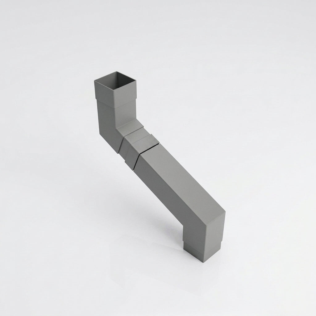 Flush Joint Adjustable Swanneck 72x72mm Aluminium Downpipe — RAL 7037
