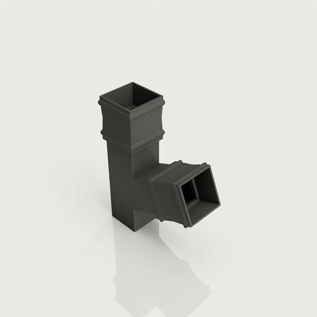 72x72mm Traditional Square Aluminium Downpipe Branches — RAL 7022 / 112.5 Degrees