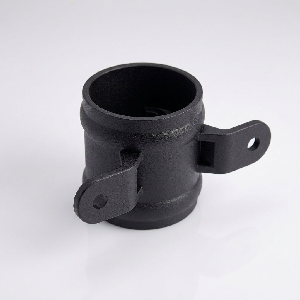 Traditional Downpipe Spare Socket 63mm Dia with Eared Fixings — Textured Black