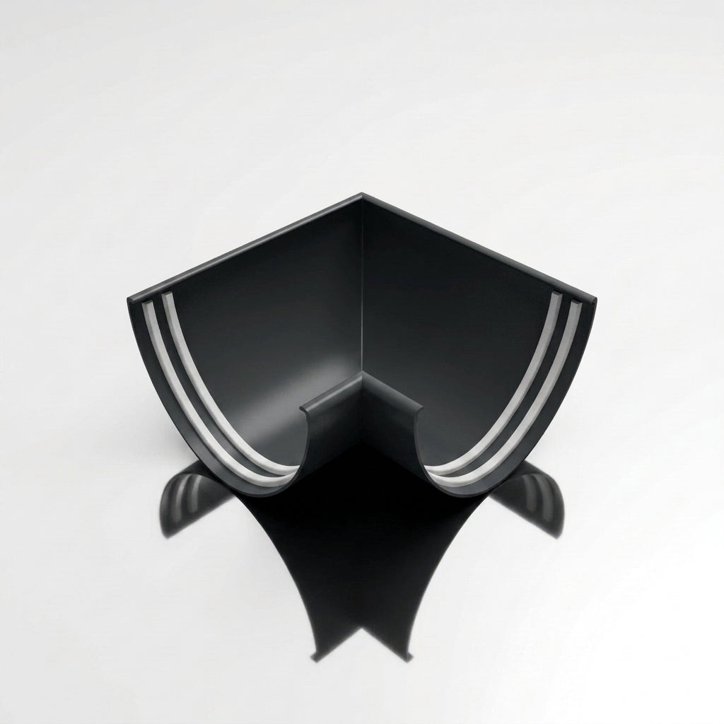 90° Aluminium Gutter Angle 130mm - Marine Grade — RAL 7021