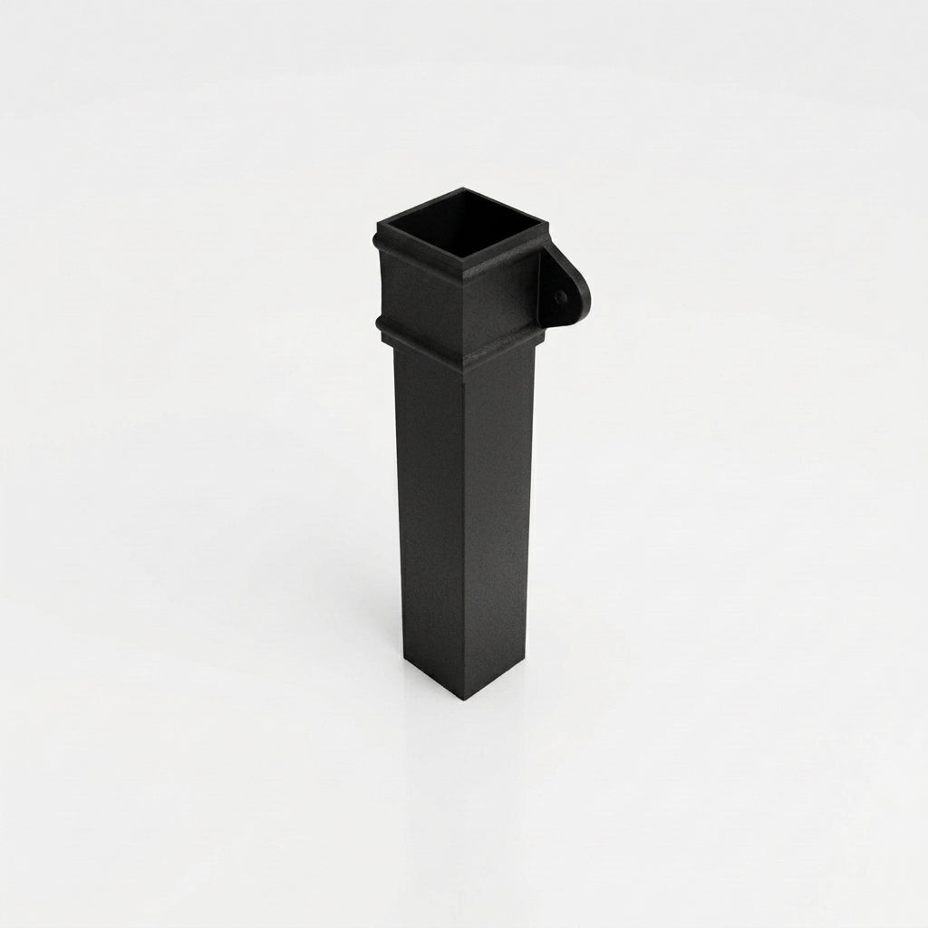 Traditional Aluminium Downpipe 72x72mm x 3m Eared Socket — Textured Black
