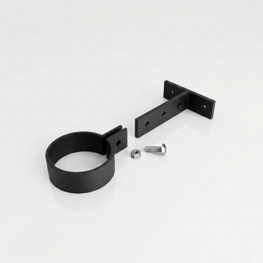 Adjustable Aluminium Pipe Clip 76mm Diameter — Textured Black