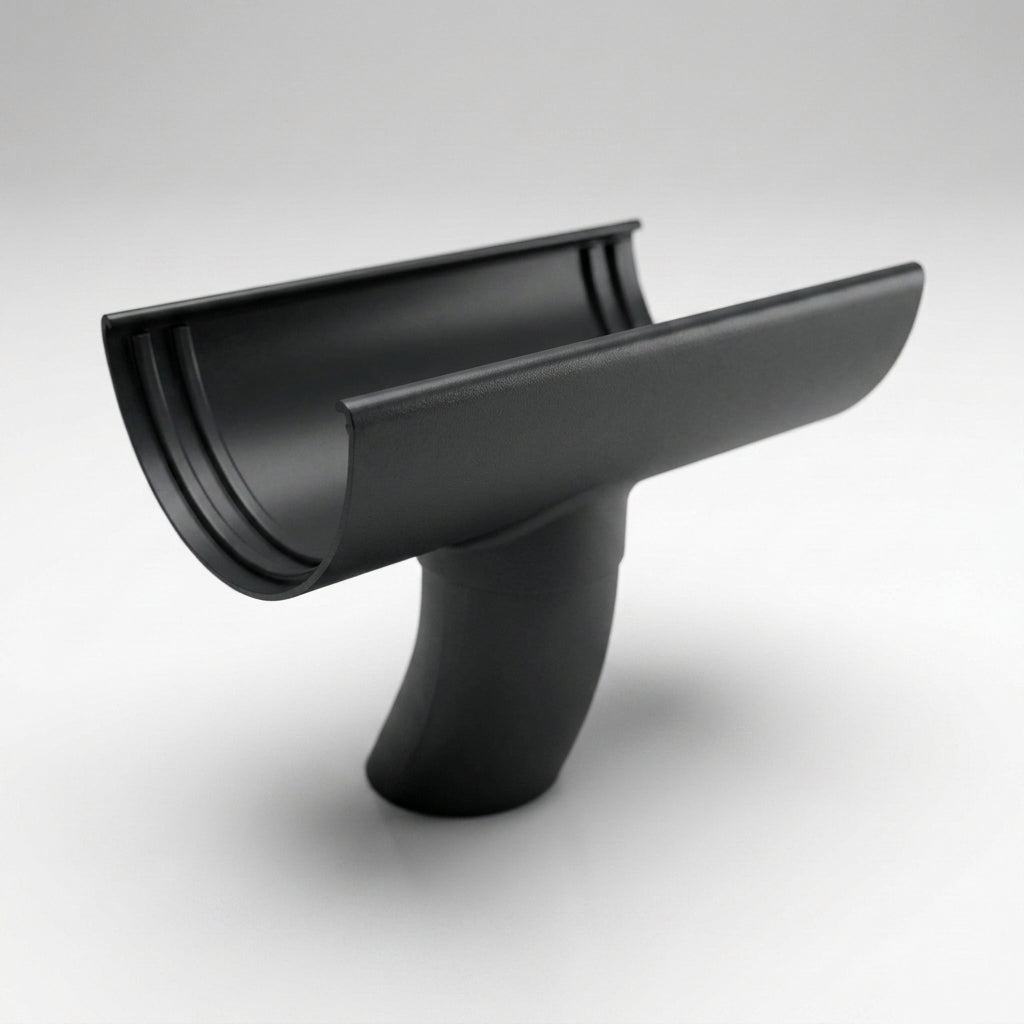 Half Round Aluminium Gutter Outlet 63mm Dia. 125mm — RAL 7021