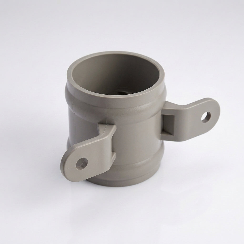 Traditional Downpipe Spare Socket 63mm Dia with Eared Fixings — RAL 7036