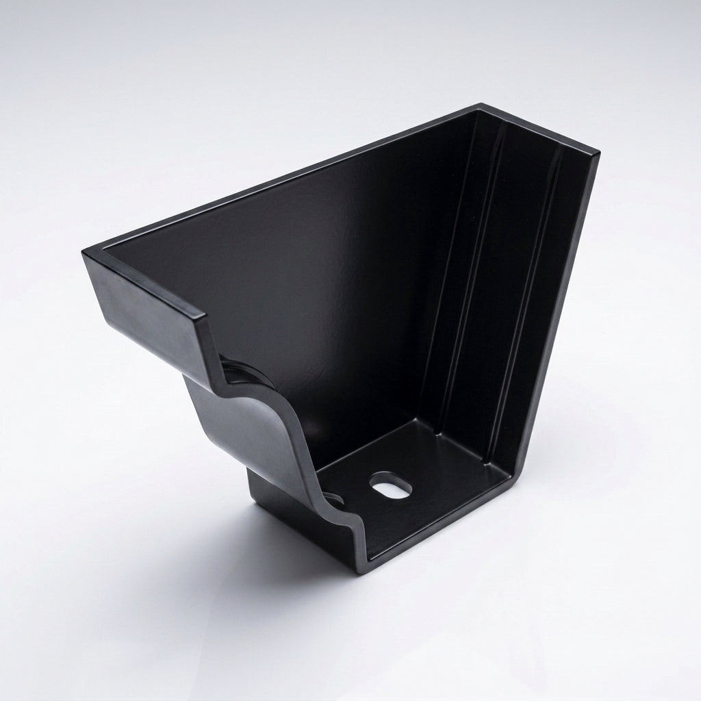 Moulded Ogee Gutter Left Hand Stop End 125 x 100mm — RAL 9005