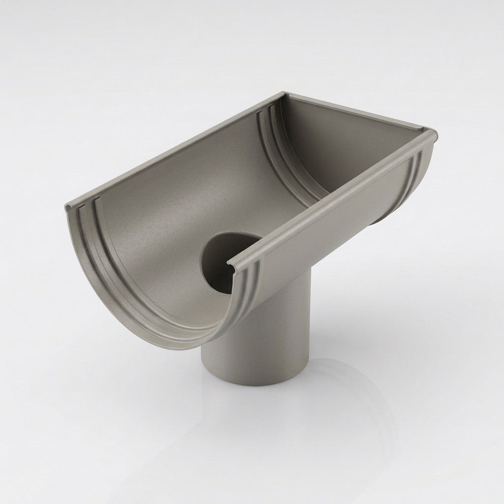 DeepFlow Aluminium Gutter Outlet 76mm Diameter 130mm — RAL 7036