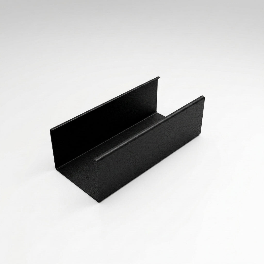 Aluminium Box Gutter Length 135×100mm 3m Marine Grade — Textured Black