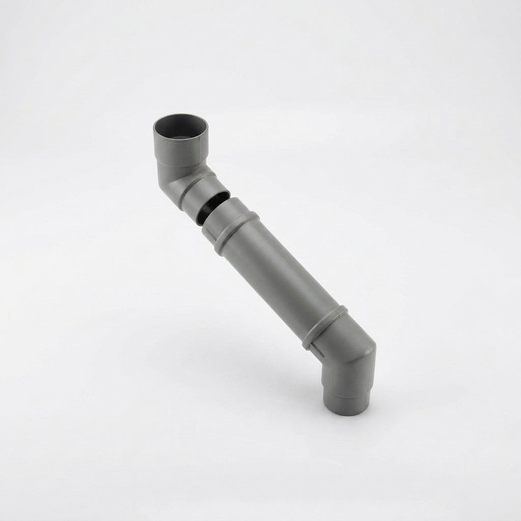 Flush Joint Adjustable Swanneck 63mm Downpipe Connector — RAL 7037