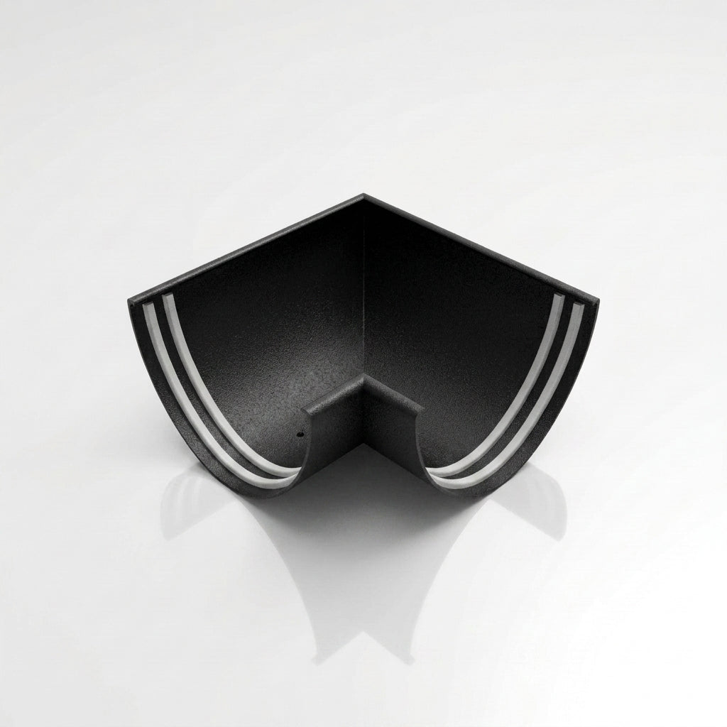 90° Aluminium Gutter Angle 130mm - Marine Grade — Textured Black