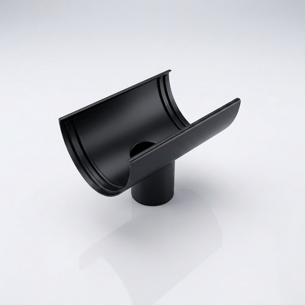 Deepflow Aluminium Gutter Outlet 63mm Dia – 130mm — RAL 9005