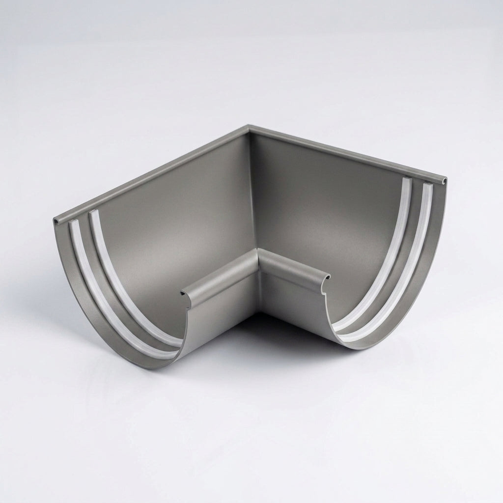 Half Round Aluminium Gutter Angle 135° - 125mm — RAL 7036