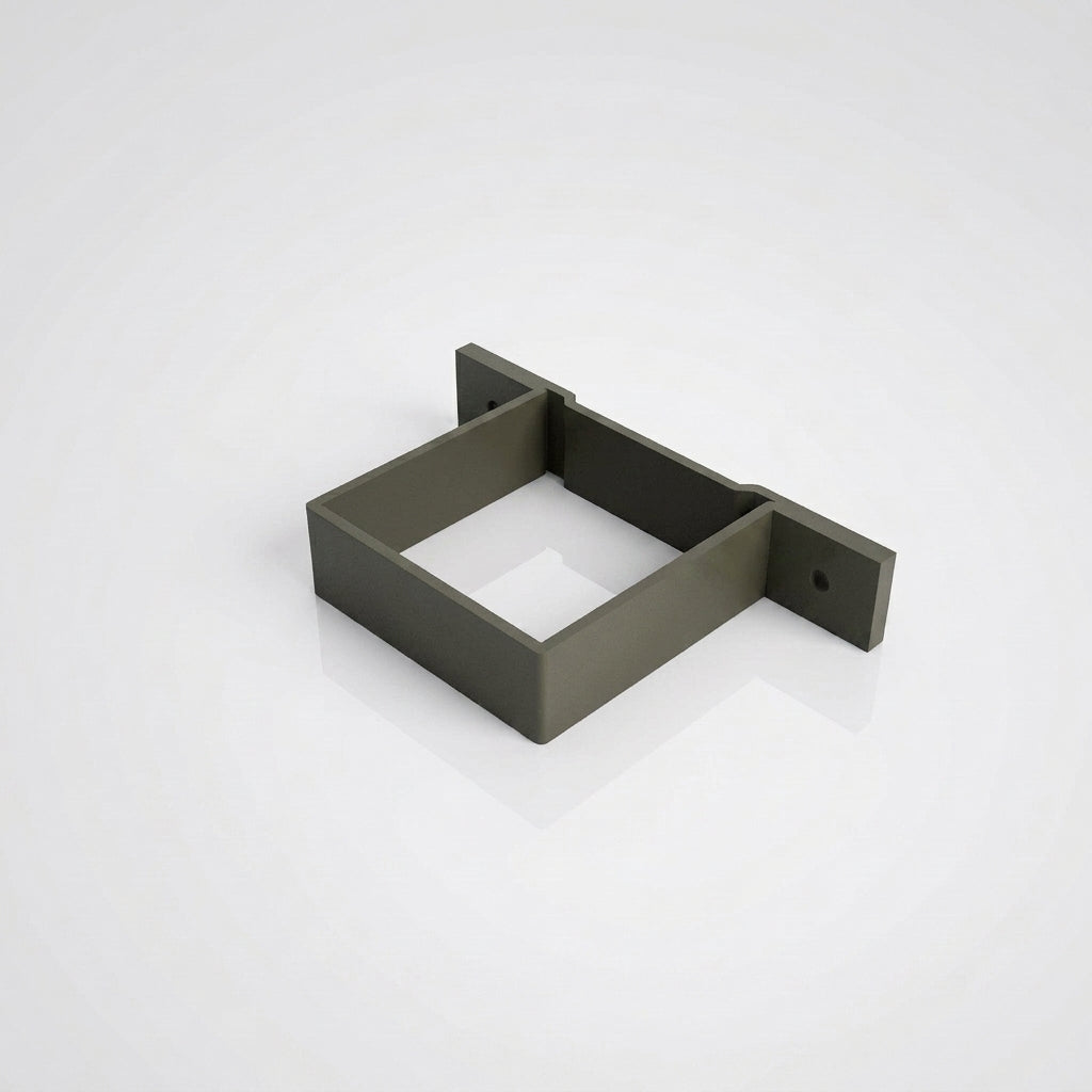 Aluminium Downpipe Clip 72×72mm with 5mm Wall Spacing — RAL 7022