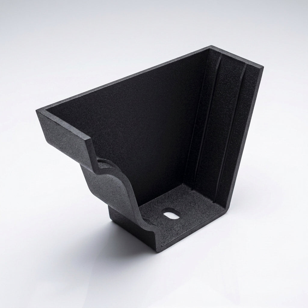 Moulded Ogee Gutter Left Hand Stop End 125 x 100mm — Textured Black