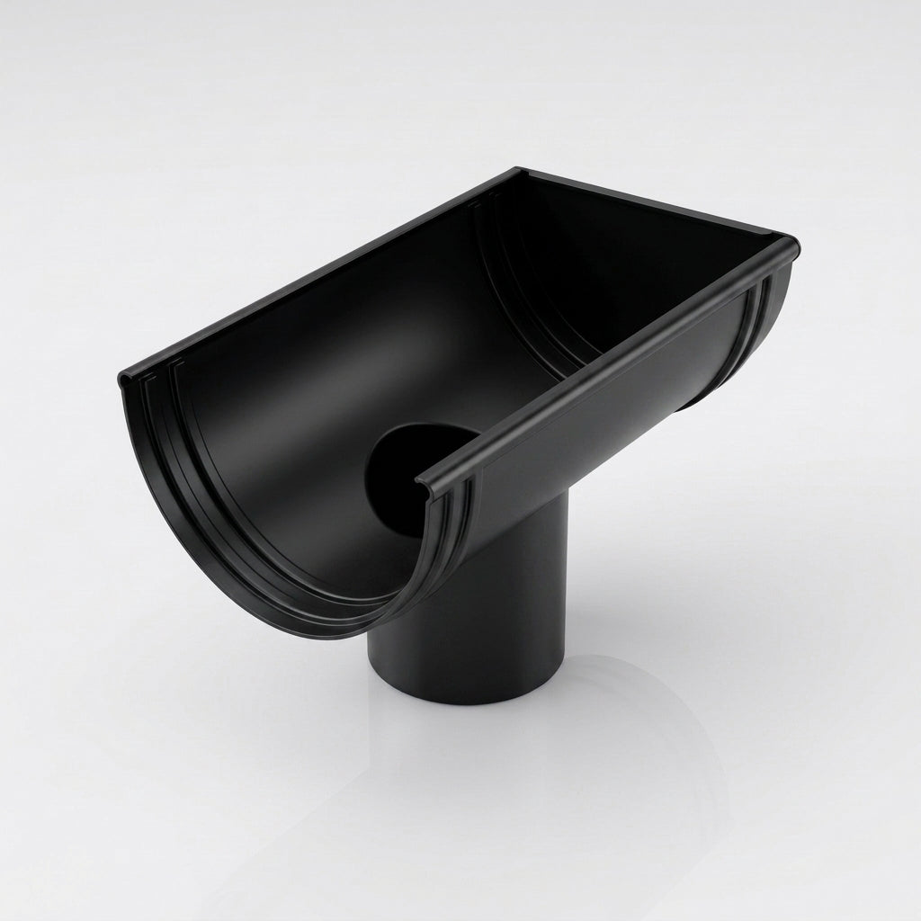 DeepFlow Aluminium Gutter Outlet 76mm Diameter 130mm — RAL 9005