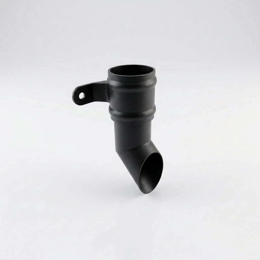 Traditional Aluminium Downpipe Shoe 63mm Diameter — Textured Black