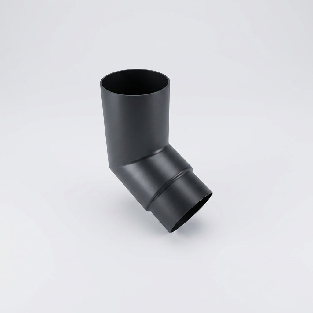 76mm Diameter Flush Joint Aluminium Downpipe Bends — RAL 7021 / 112.5 Deg