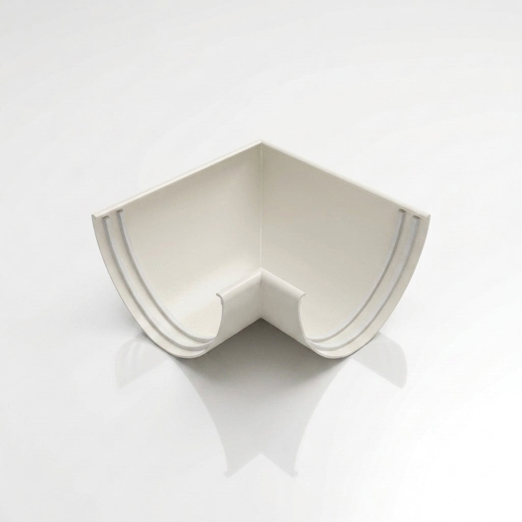 90° Aluminium Gutter Angle 130mm - Marine Grade — RAL 9010