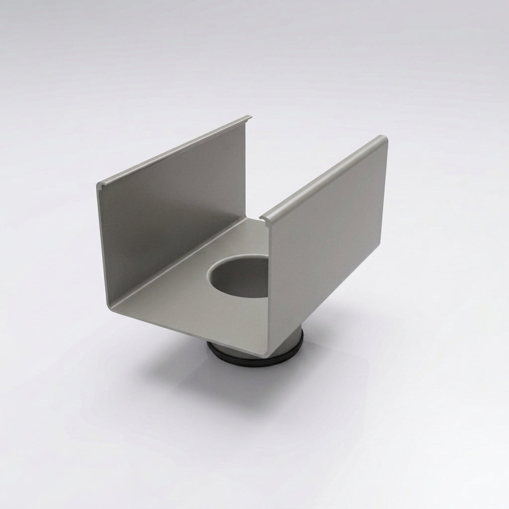 Aluminium Box Gutter Outlet 76mm Dia – 135 x 100mm — RAL 7036