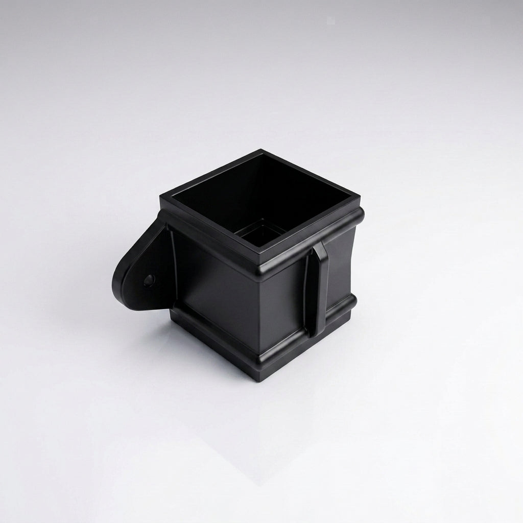 Traditional Downpipe Spare Socket Eared 72x72mm Aluminium — RAL 9005