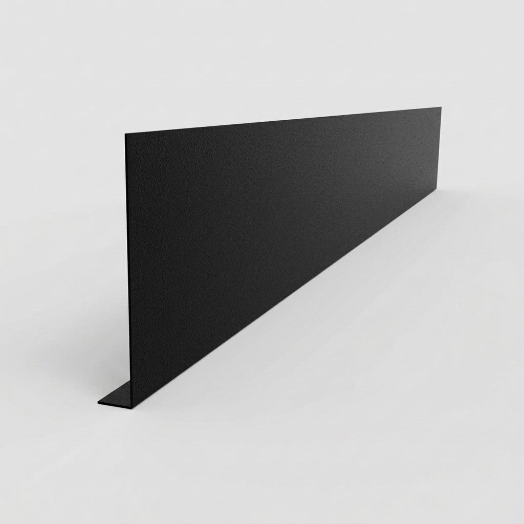 Aluminium Fascia Board Sample — Textured Black / 'L' Return