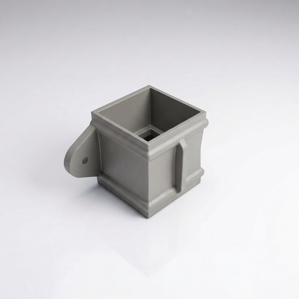 Traditional Downpipe Spare Socket Eared 72x72mm Aluminium — RAL 7036
