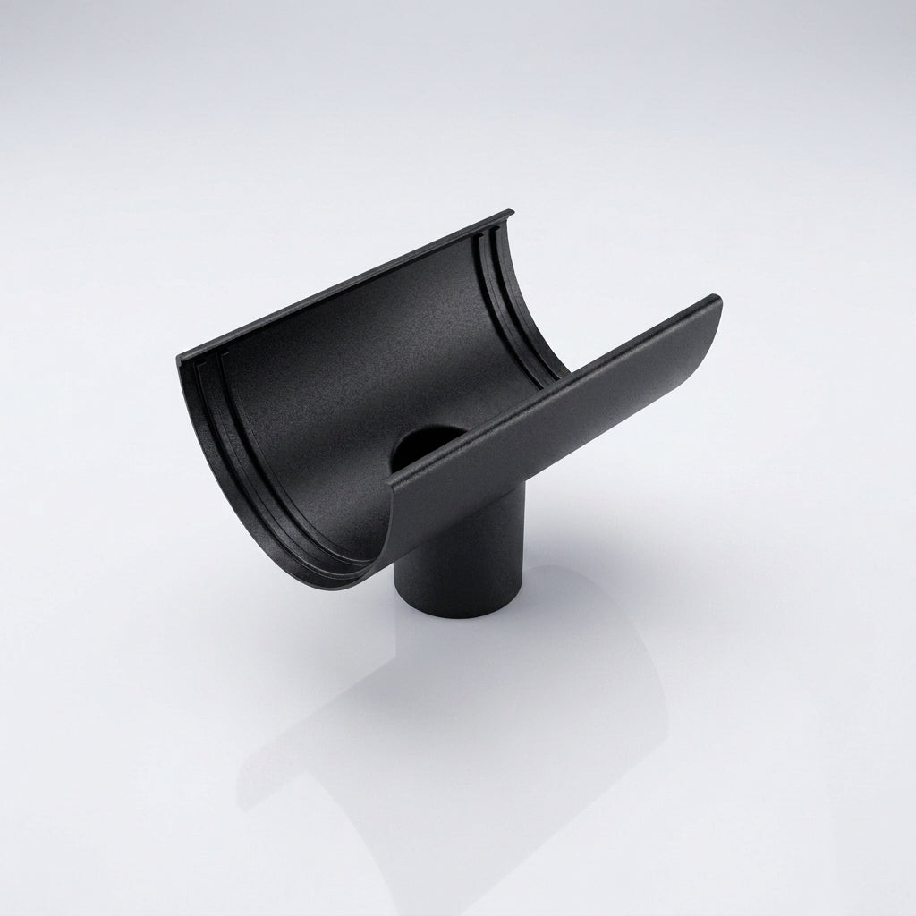 Deepflow Aluminium Gutter Outlet 63mm Dia – 130mm — Textured Black