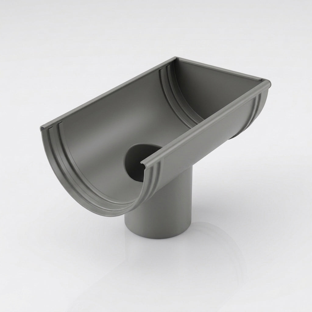 DeepFlow Aluminium Gutter Outlet 76mm Diameter 130mm — RAL 7037