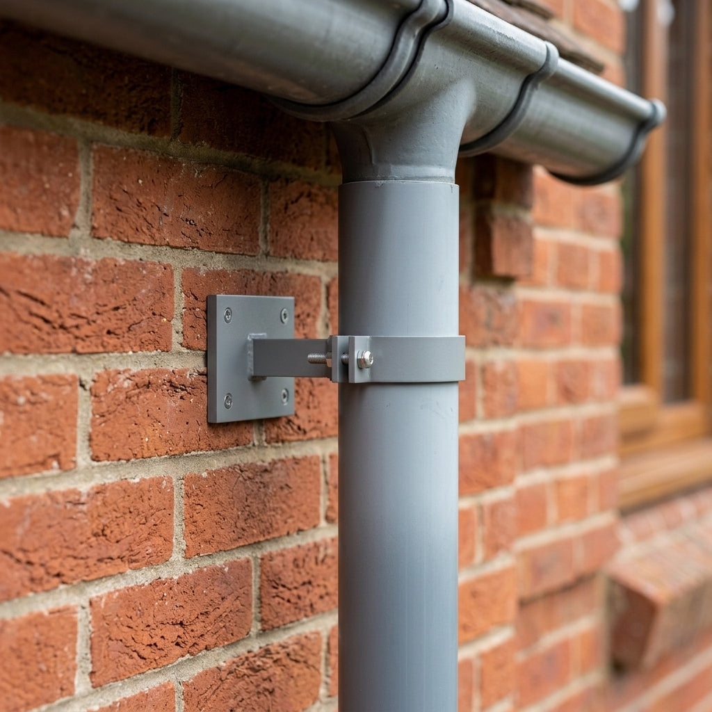 Adjustable Aluminium Pipe Clip 76mm Diameter — RAL 7037 (in use)