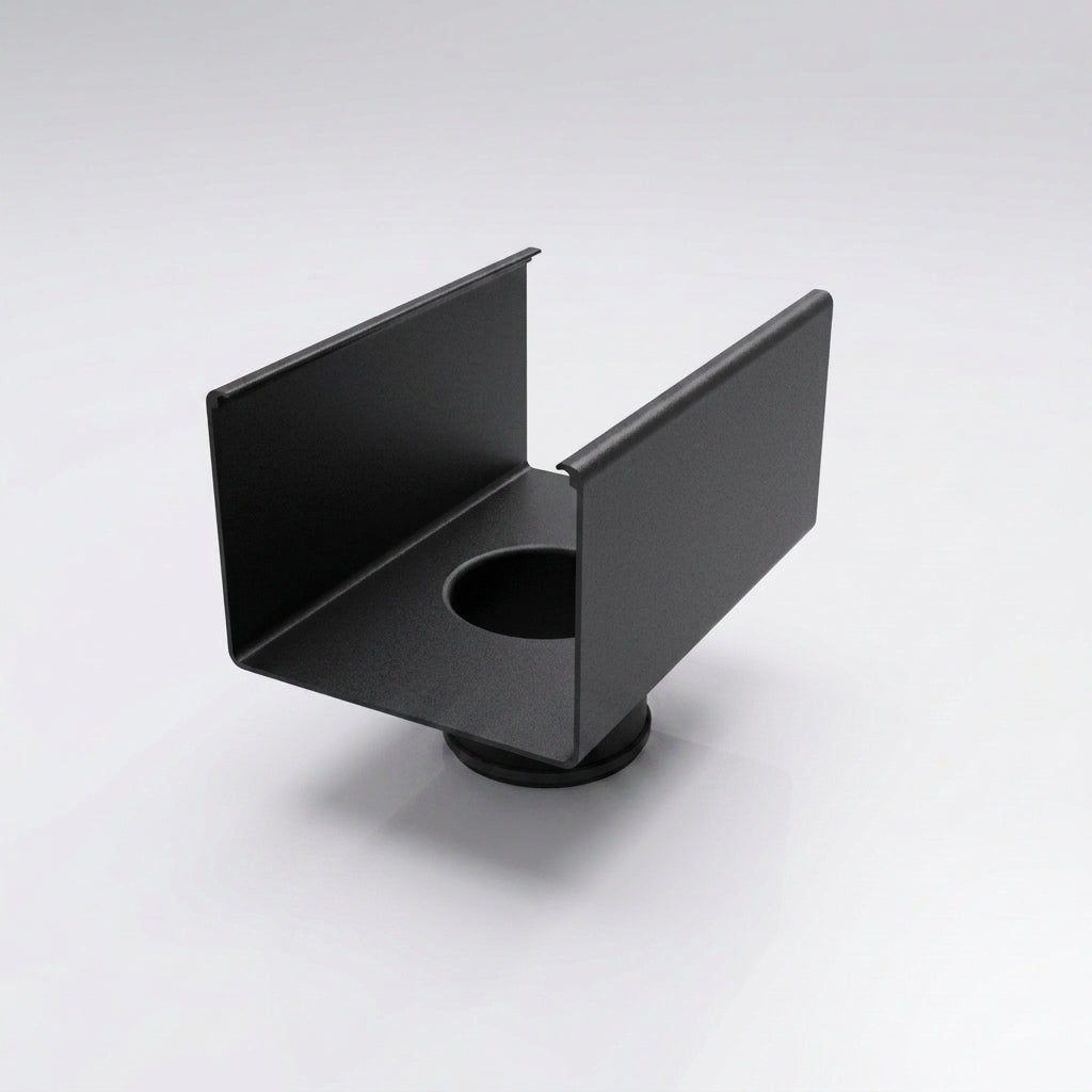 Aluminium Box Gutter Outlet 76mm Dia – 135 x 100mm — Textured Black