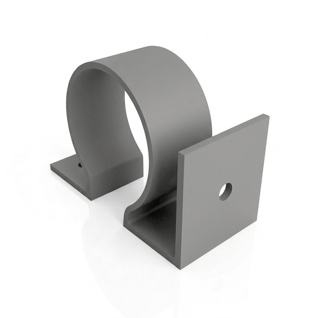 Aluminium Downpipe Clip 63mm Dia with 25mm Wall Offset — RAL 7037