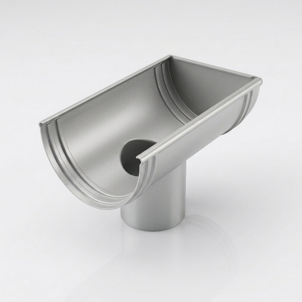 DeepFlow Aluminium Gutter Outlet 76mm Diameter 130mm — RAL 9006