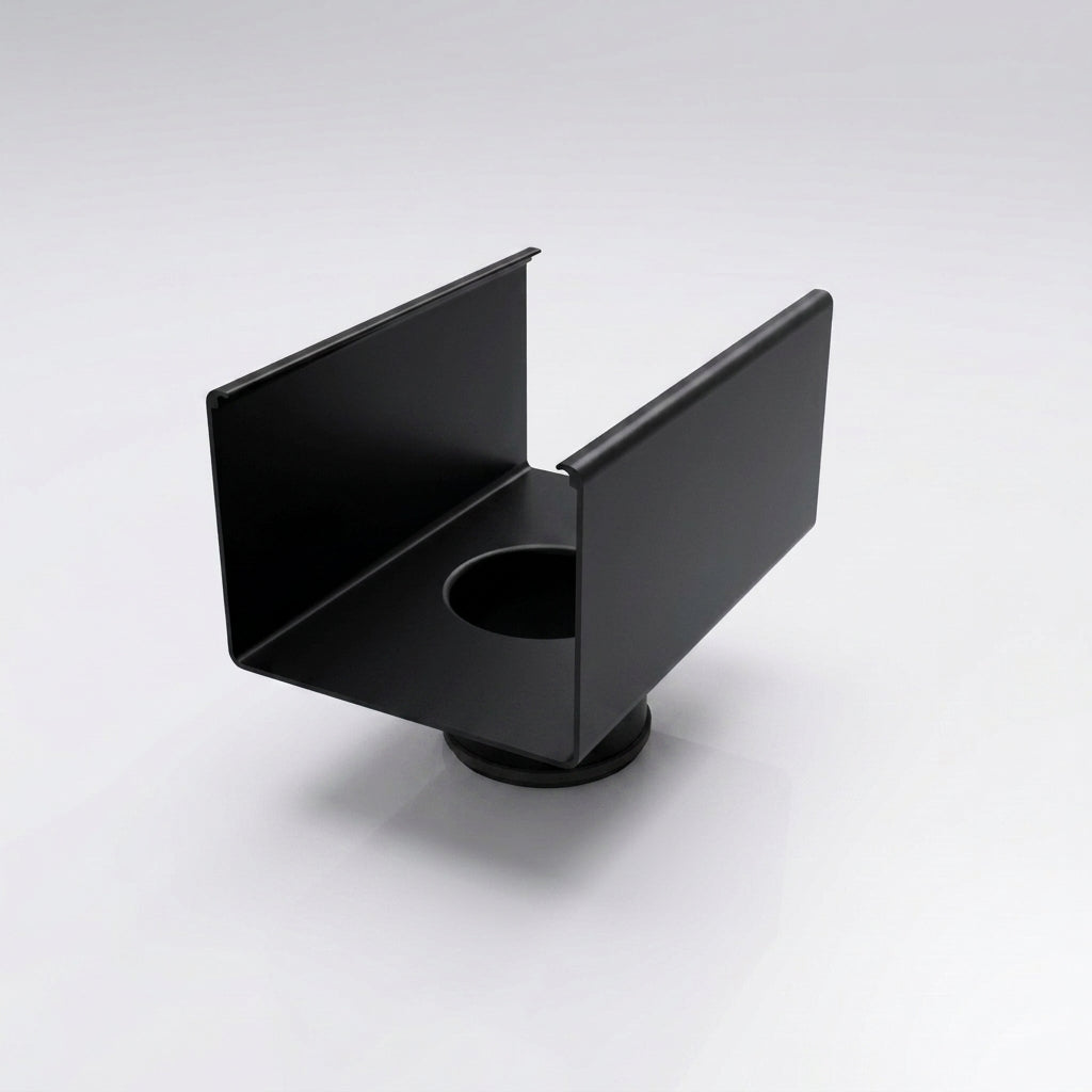 Aluminium Box Gutter Outlet 76mm Dia – 135 x 100mm — RAL 9005