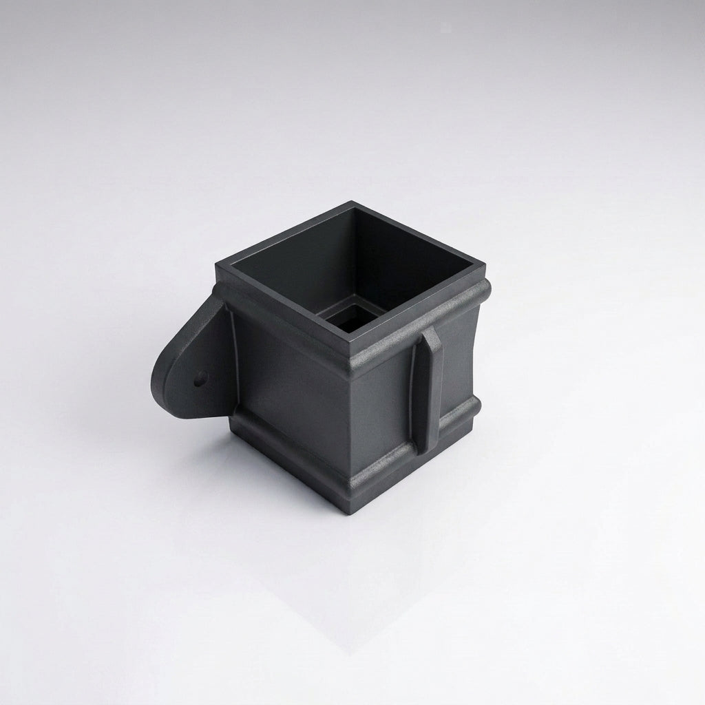 Traditional Downpipe Spare Socket Eared 72x72mm Aluminium — RAL 7021