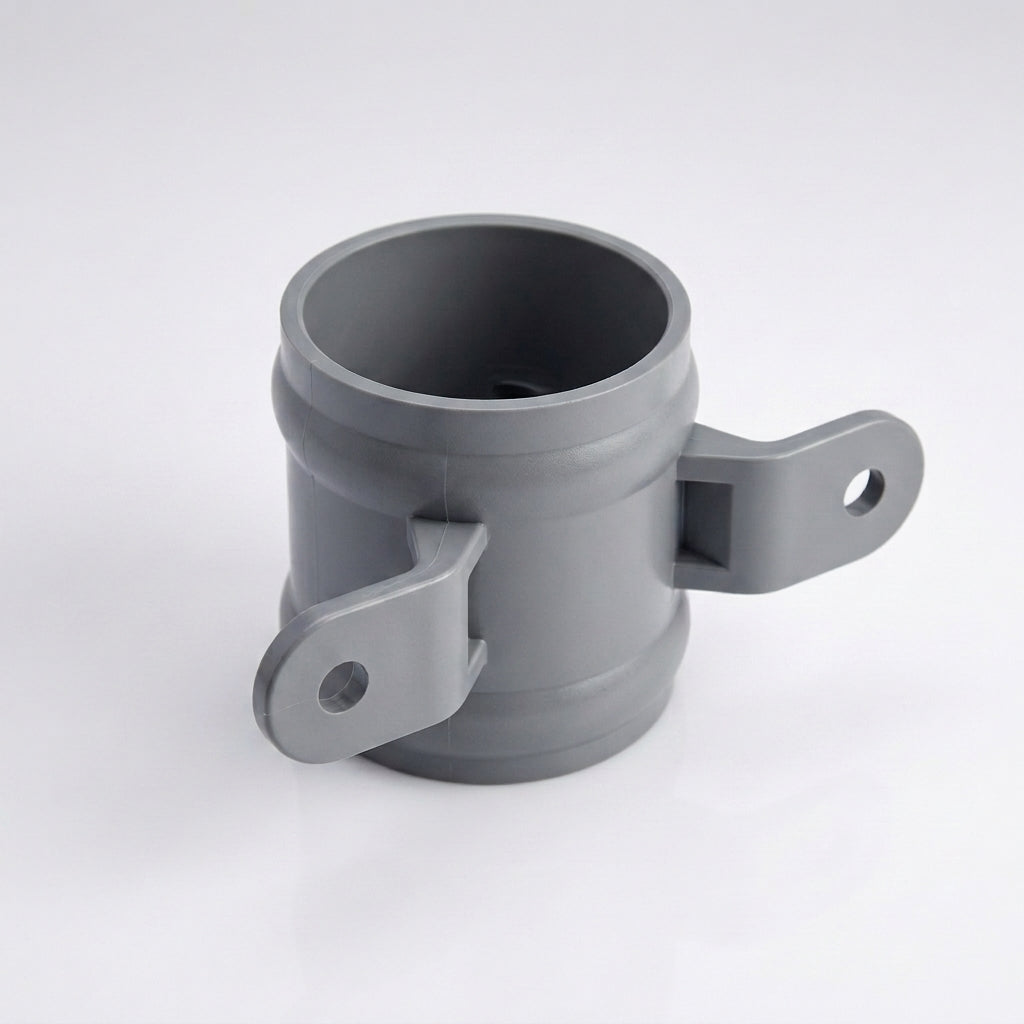 Traditional Downpipe Spare Socket 63mm Dia with Eared Fixings — RAL 7037