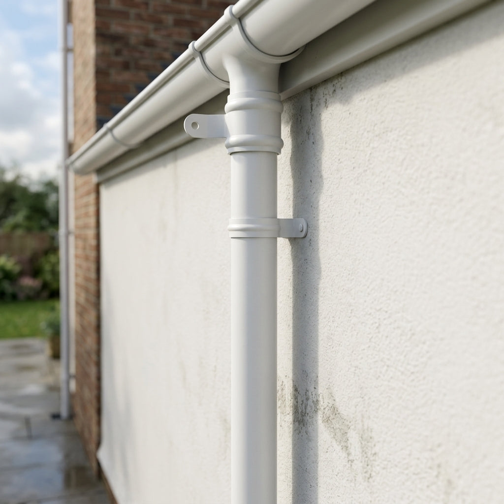 Traditional Aluminium Downpipe Sample — RAL 9016 / 76mmØ (in use)