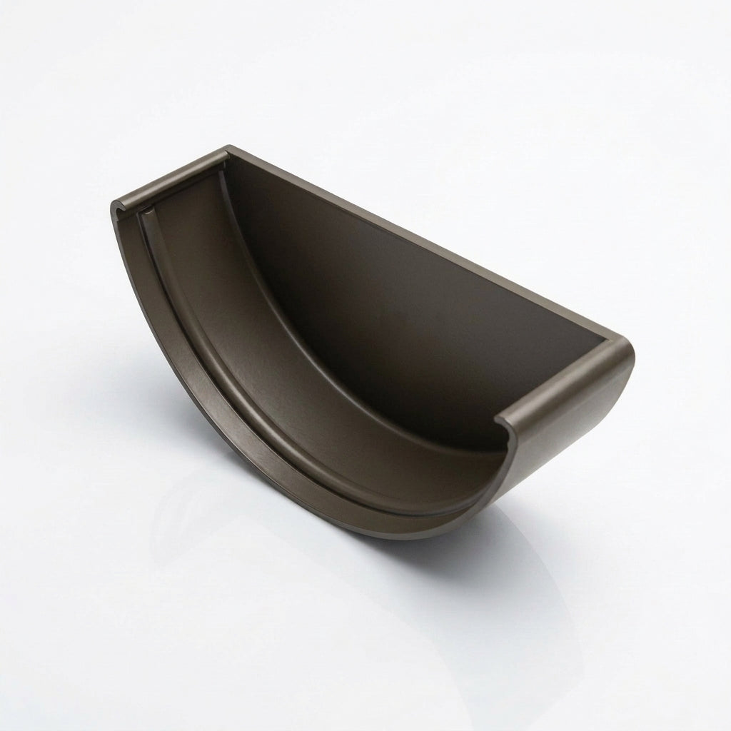 Half Round Aluminium Gutter Stop End - 125mm — RAL 7022