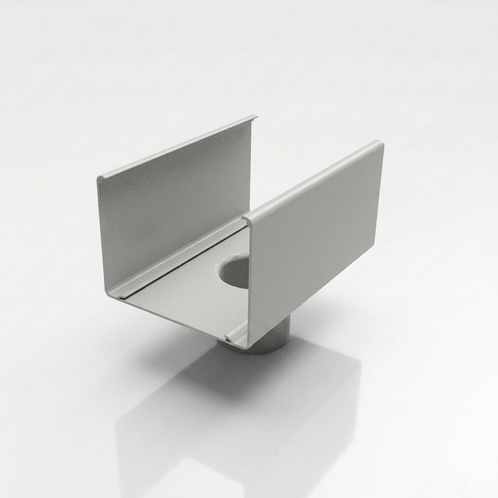 Aluminium Box Gutter Outlet 63mm Diameter 135 x 100mm — RAL 7035
